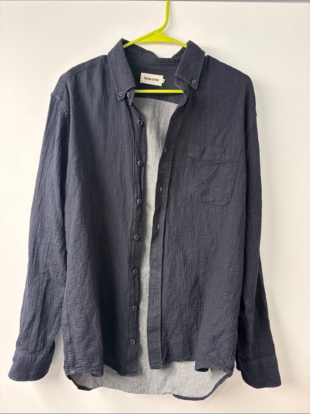 Taylor Stitch Navy Textured Button-Down Shirt